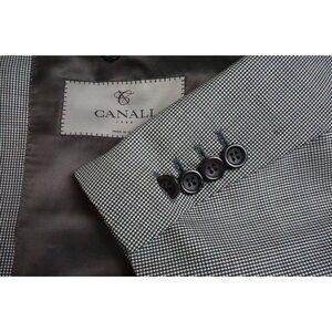 Canali 1934 CURRENT Black White Houndstooth Wool Sport Coat Jacket Sz 44R